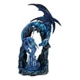 thumbnail image 3 of 20"H Large Blue Frozen Dragon On Arch With Wyrmling By Ice Stalagmite Statue, 3 of 11