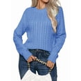 thumbnail image 2 of Women'S Classic-Fit Light Cable Long Sleeve Mockneck Loose Casual Sweater Blue L, 2 of 9