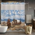 thumbnail image 3 of Western Cowboy Horse No Hook Shower Curtain with Snap in Liner Grassland Snow Mountain Nature Scenery Waterproof Bathroom Shower Curtain with See Through Top Window for Bathtub 72" x 72", 3 of 9