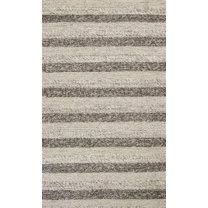 5'x7' Grey White Hand Woven Knobby Stripes Indoor Area Rug