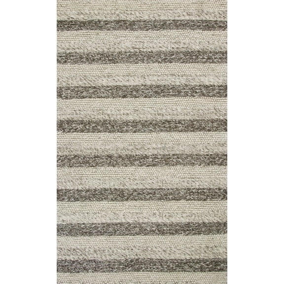 5'x7' Grey White Hand Woven Knobby Stripes Indoor Area Rug