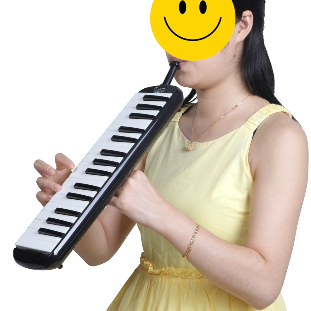 32 Key Melodica Air Piano with Mouthpiece Keyboard for Teaching Performance Piano Enlightenment Carrying Bag Black 
