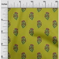 thumbnail image 1 of oneOone Viscose Jersey Lime Green Fabric Floral Block Sewing Craft Projects Fabric Prints By Yard 60 Inches, 1 of 5