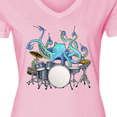 thumbnail image 4 of Inktastic Cute Blue Octopus Drumming Women's V-Neck T-Shirt, 4 of 5