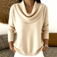 thumbnail image 4 of Liweisiy Women's Cowl Neck Knit Shirts Pullover Long Sleeve Ribbed Knit Soft Sweater Tops Casual Loose Fit Blouse Beige XL, 4 of 7