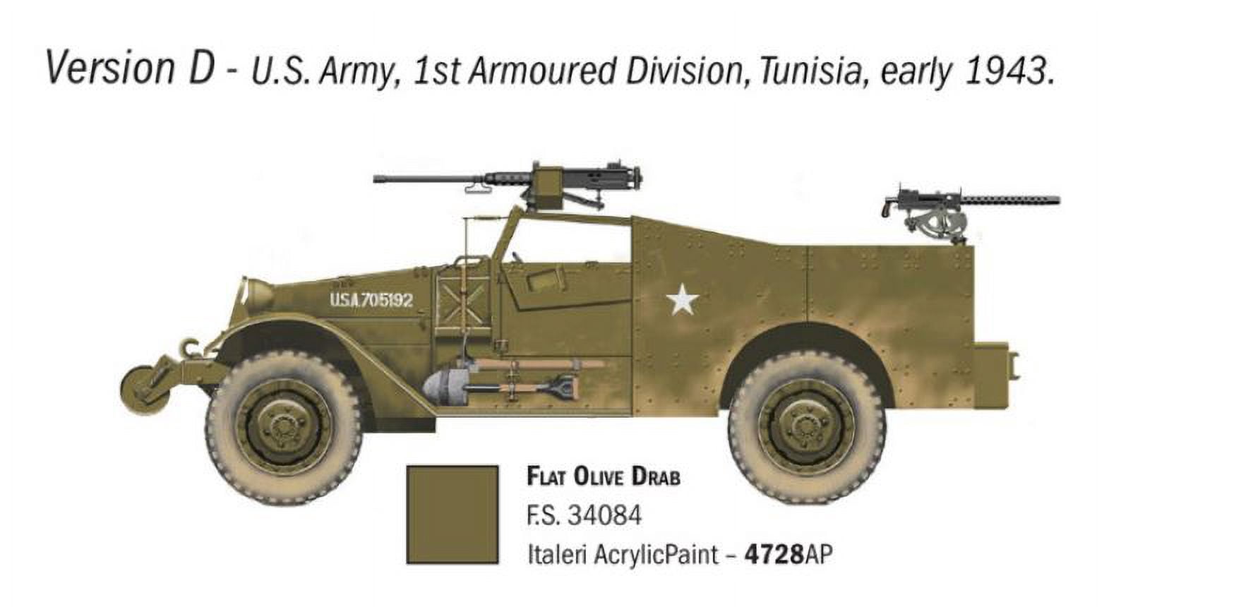 Italeri 7063 M3A1 Scout Car 1/72 Scale Plastic Model Kit with Figures