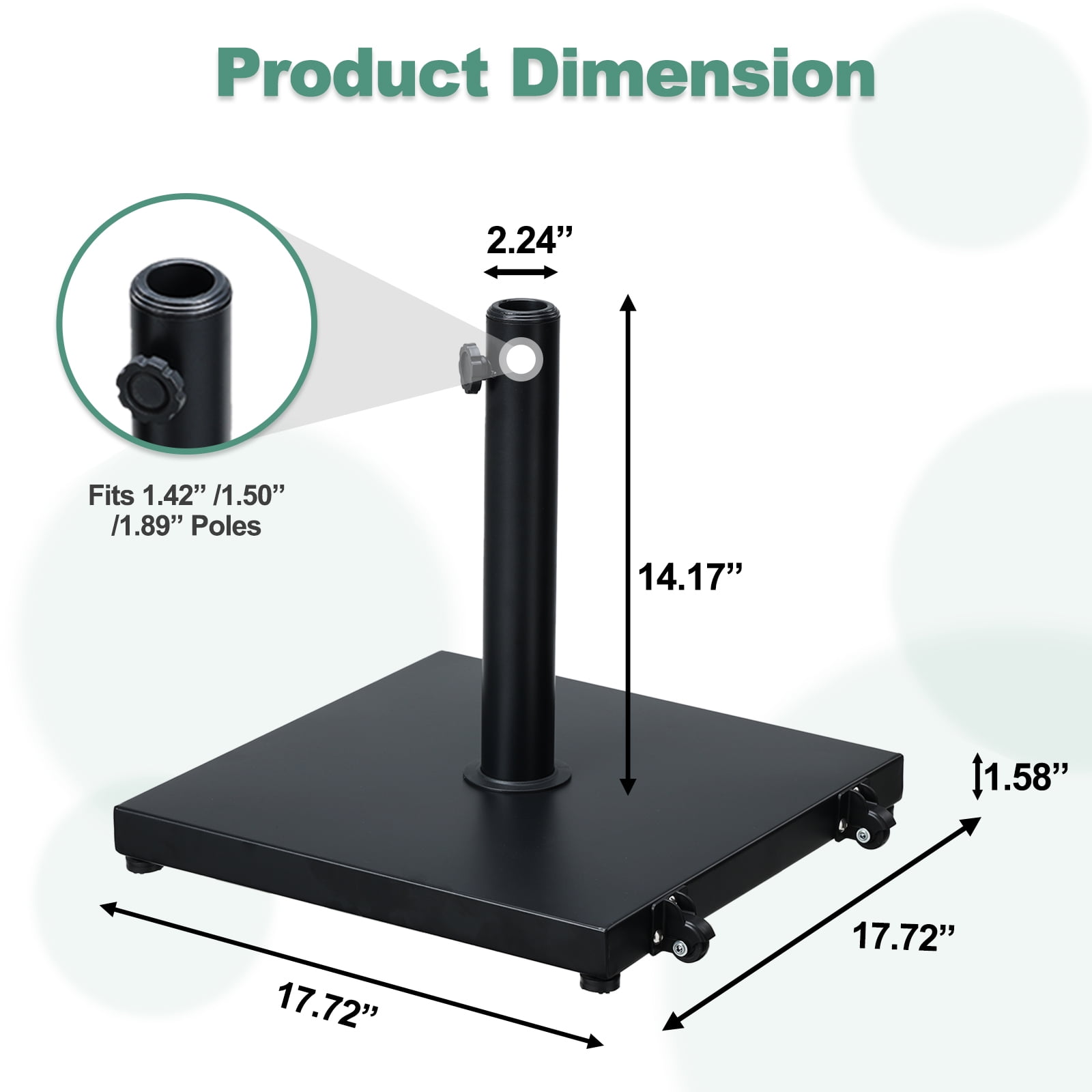 BPS 39 lb Heavy Duty Square Outdoor Concrete Patio Umbrella Base Stand Black