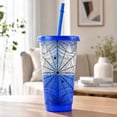 thumbnail image 6 of Spider Color Changing Cups, Cold Activated Color Changing Spider Web Tumbler, 24oz Reusable Plastic Cup with Lid & Straw, Halloween Spider Iced Drink Tumbler for Party Favors, Travel, Daily Use, 6 of 7