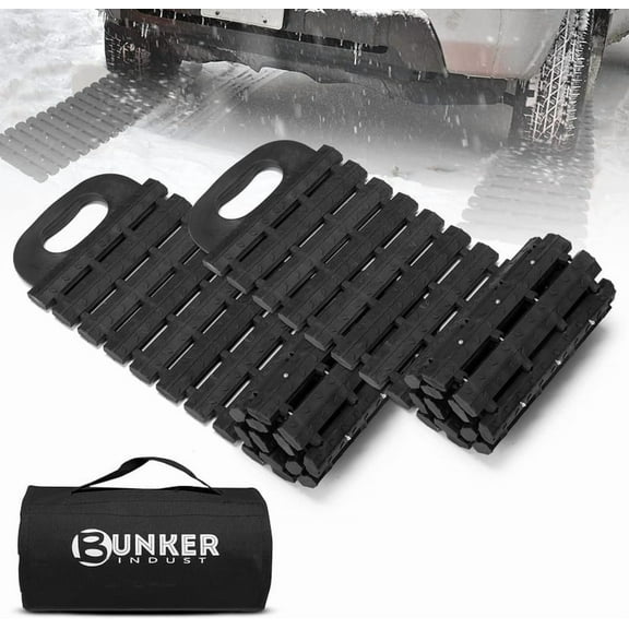 BUNKER INDUST Tire Traction Mats & Portable Recovery Tracks for Off-Road 4X4 Vehicles, Snow, Sand - Emergency Devices Compatible with Cars, Trucks, Vans (2 Pack)