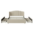 thumbnail image 6 of Upholstered Platform Bed with Wingback Headboard and 4 Drawers, No Box Spring Needed, Linen Fabric, Queen Size Beige, 6 of 9