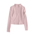 thumbnail image 3 of Slim Fit Sun Jackets for Women UPF 50+ UV Protection Full Zip Shirts Yoga Athletic Long Sleeve Track Jacket Pink, Size XL, 3 of 4