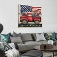 thumbnail image 2 of Chilfamy Red Truck Stars Flag Canvas Print Wall Art Home Decor 16x16in, 2 of 6
