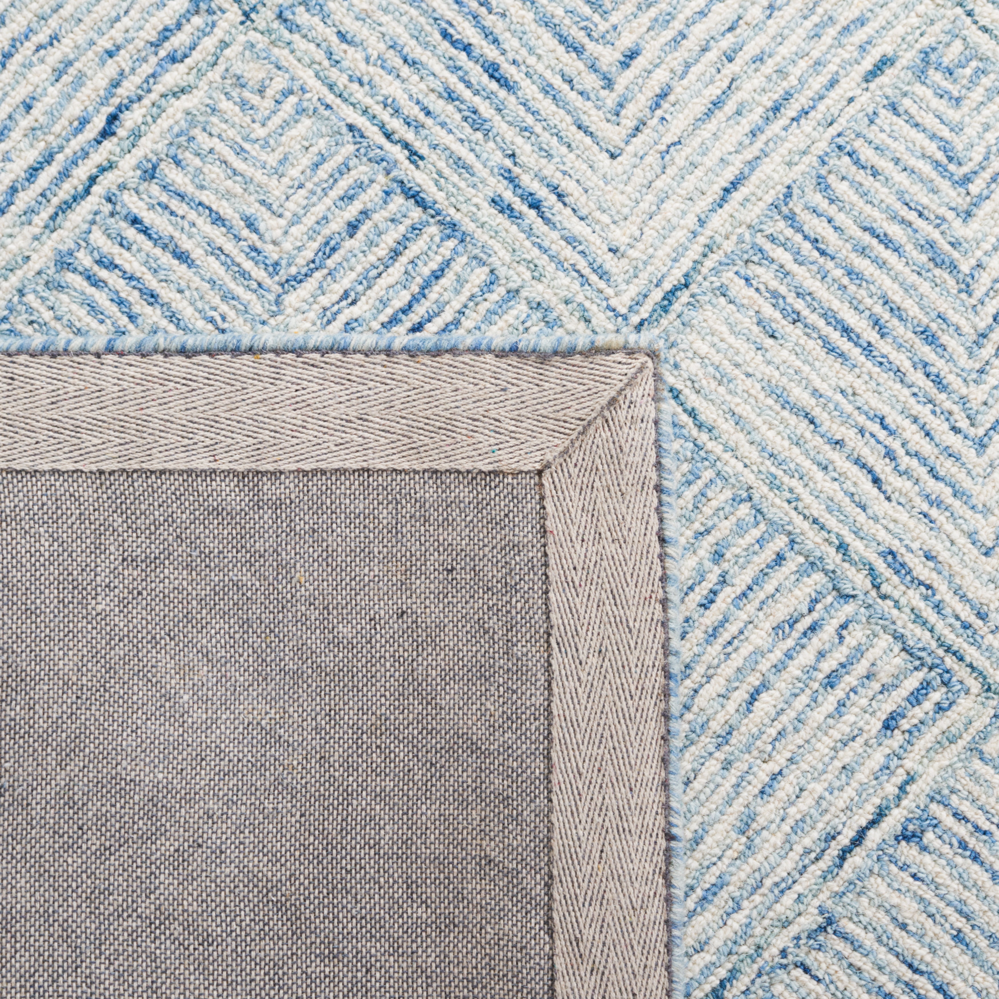 SAFAVIEH Abstract Trent Geometric Runner Rug, Blue/Ivory, 2'3" x 9'