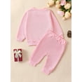thumbnail image 4 of Elippeo Baby Girl 2Pcs Valentine's Day Infant Baby Girl Outfits Long Sleeve Letter Embroidery Sweatshirt + Pants Set Pink Clothes, 4 of 10