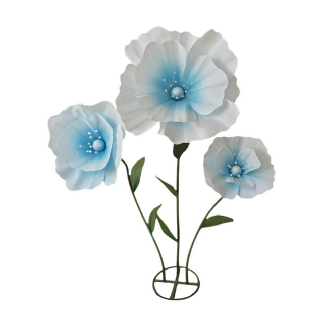 Flores enormes para decoración de bodas con soporte. Flores multifuncionales para bodas. Azul claro