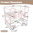 thumbnail image 2 of Harper & Bright Designs Full over Full Bunk Bed with Storage Drawers and Bookshelf, House Bunk Bed Frame with Roof and Windows, Solid Wood Bunk Bed with Playhouse Design, White & Pink, 2 of 14