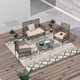thumbnail image 2 of 4 Piece Patio Furniture Set,Outdoor Wicker Chair Rattan Conversation Sets with Cushions and Coffee Table, for Patio Porch Garden Backyard, khaki, 2 of 6