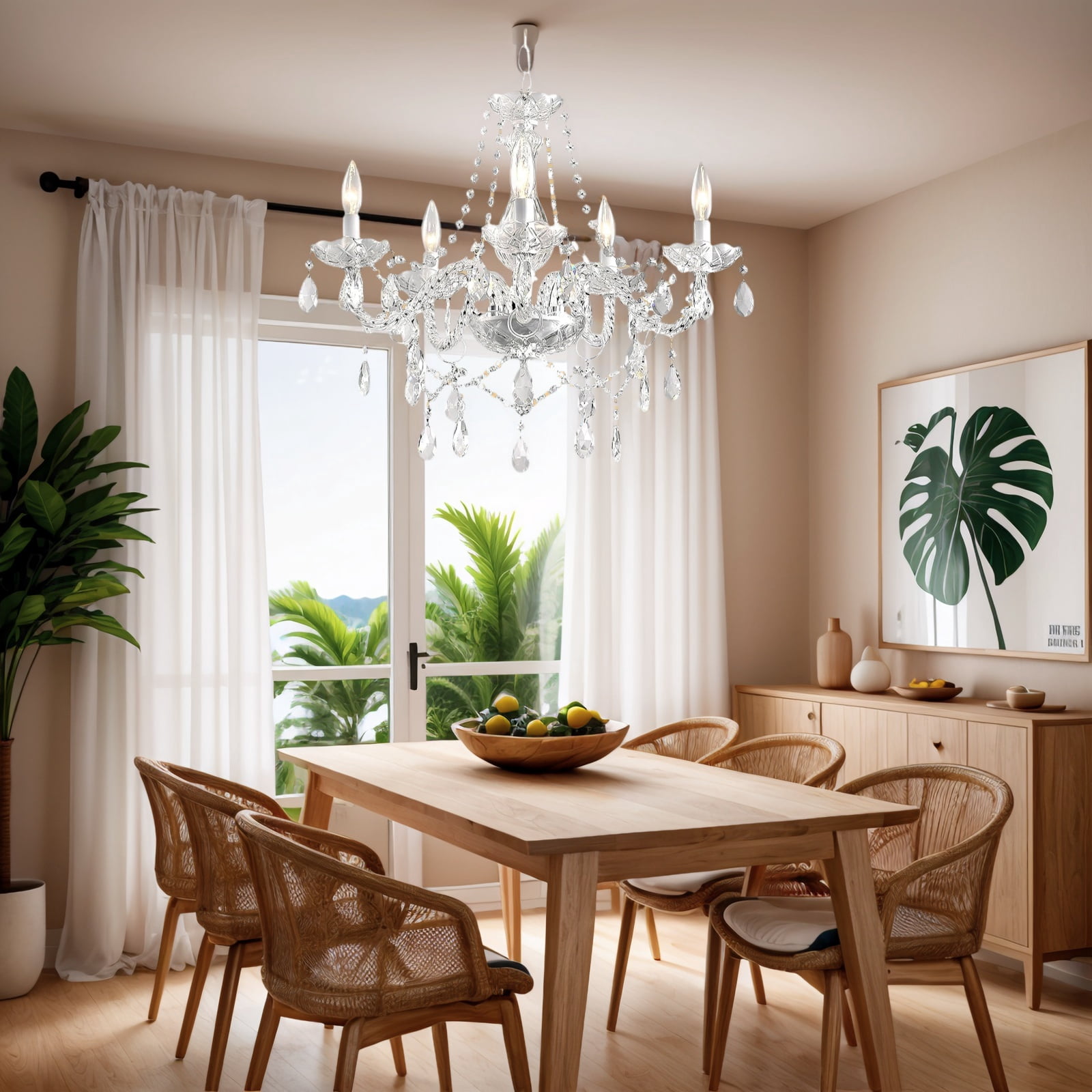 AOLALA 5-Light Modern Painting Corded Electric Kitchen Island Chandeliers