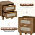 thumbnail image 4 of LAZZO Wooden Nightstands Set of 2 with Rattan Drawers, Bedroom Bedside End Tables, Brown, 4 of 9
