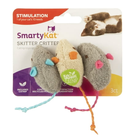(3 Pack) SmartyKat Skitter Critters Mice Catnip Cat Toys, 3
