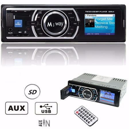 Multimedia Large LCD Display Car Stereo Audio Receiver Single Din, bluetooth Audio Hands-Free Calling, Built-in Microphone, MP3, USB, AUX , AM/FM Radio Receiver, Wireless