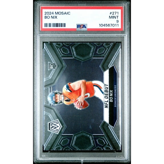 Graded 2024 Panini Mosaic Bo Nix #271 Rookie RC Football Card PSA 9 Mint