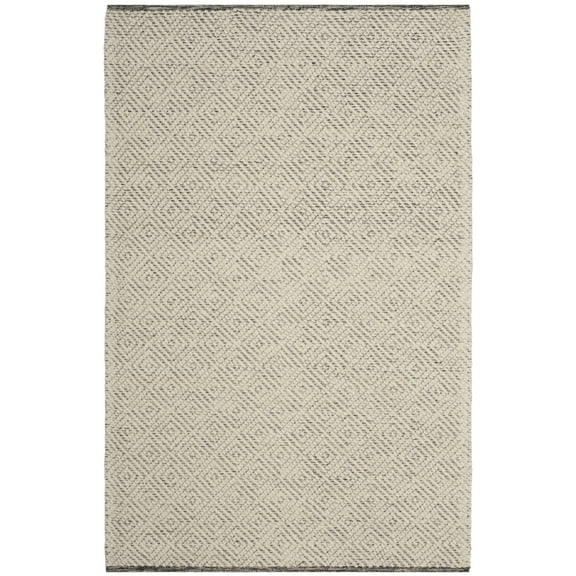 SAFAVIEH Natura Eanna Geometric Wool Area Rug, Ivory/Light Grey, 4' x 6'