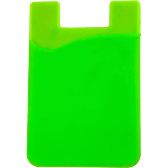 Silicone Phone Card Holder Pocket, Stick On Wallet, Adhesive Credit Card Pouch, Compatible with iPhone & Samsung Galaxy - Neon Green
