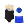 thumbnail image 4 of Jizyo Girls Tumbling Outfits Biketards with Shorts Gymnastics Leotards 4-16 Years Sports Workout Royal Blue 4, 4 of 7