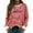 Red, variant on FYEGRE Women's Striped Letter Print Casual Crewneck Sweatshirt Fashionable Loose Fit Long Sleeve Pullover Soft Comfortable Fall Winter Everyday Wear Outfits Red L