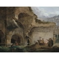 thumbnail image 2 of Hubert Robert 18x15 Black Ornate Wood Framed Double Matted Museum Art Print Titled - Washerwomen in the Ruins of the Colosseum, 2 of 5