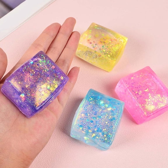 PLPPYFS 4 Pack Stress Cube, Slow Rising Cube Stress Balls for Adults , Sensory Fidget Tool for Anxiety Relief, Square Shape Balls for Classroom Prizes, NCUBE for Party Favors