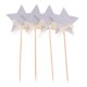 thumbnail image 5 of Paquete de 4 Púas para Cupcakes de Estrellas con Decoración de Nudo de Lazo para Bodas, Adornos para Tartas de para Niños Plata Soledad Primeros de la torta de las estrellas, 5 of 8