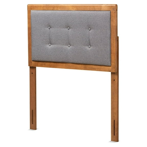 Baxton Studio Sarine Mid-Century Modern Dark Grey Fabric Upholstered and Walnut Brown Finished Wood Twin Size Headboard