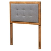 Baxton Studio Sarine Mid-Century Modern Dark Grey Fabric Upholstered and Walnut Brown Finished Wood Twin Size Headboard