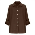 thumbnail image 3 of Snoarin Women Shirts Oversized Solid Color Long Sleeved Button Up Shirt and Adjustable Sleeve Top Pleated Pattern Casual Shirt XL-5XL, 3 of 6