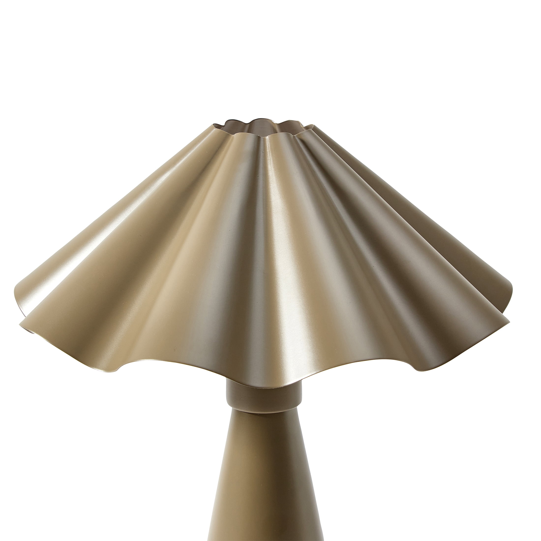 Beautiful 14" Porcini Taupe Ruffled Enamel Table Lamp by Drew Barrymore