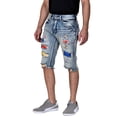 thumbnail image 2 of Smoke Rise Men's Fashion Denim Shorts with Rip and Repair W38 Placid Blue, 2 of 5