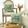 thumbnail image 3 of hofaaa Happy Easter Hello Spring Bunny Ears Bule Throw Pillow Covers, 18 x 18 Inch Cushion Case Decoration for Sofa Couch Set of 4, 3 of 6
