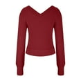 thumbnail image 4 of IROINNID Reduced Womens Sweater V-Neck Pullover Sweater Solid Color Comfy Short Length Long Sleeve Sweater Top Sweater, 4 of 6