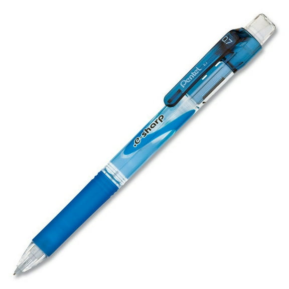 Pentel .e-Sharp Mechanical Pencil, 0.7 mm, HB , Black Lead, Blue Barrel, Dozen, Each