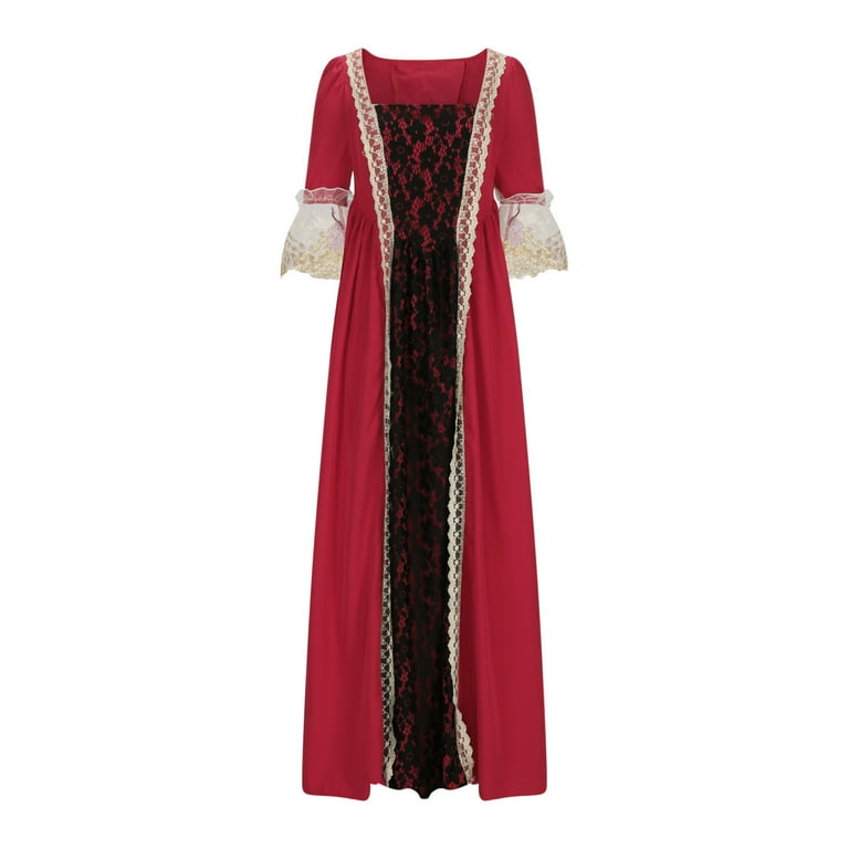 Ctreela Gothic Victorian Dresses for Women Classic Court Costumes Queen Ball Gown Masquerade Dress, Women's, Size: 3XL, Red