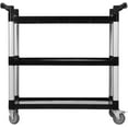 thumbnail image 7 of Lumiparty 3 Tier Service Utility Cart, Rolling Utility/Push Cart with Brake Wheel, Heavy Duty Food Service Cart, for Office, Warehouse, Restaurant, 360 lbs Capacity, Black, 7 of 7