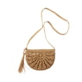 thumbnail image 2 of Bolso cruzado pequeño estilo bohemio con diseño de crochet, cuerda de papel natural, detalle de borla, ligero y transpirable para uso playero y casual., 2 of 6