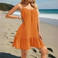 thumbnail image 3 of Women's Spaghetti Straps Ruffle Mini Dress Scoop Neck Sleeveless Babydoll Short Dress Flowy Summer Beach Dresses Orange XL, 3 of 4