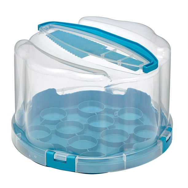 Mainstays Round Cake and Cupcake Carrier with slicer
