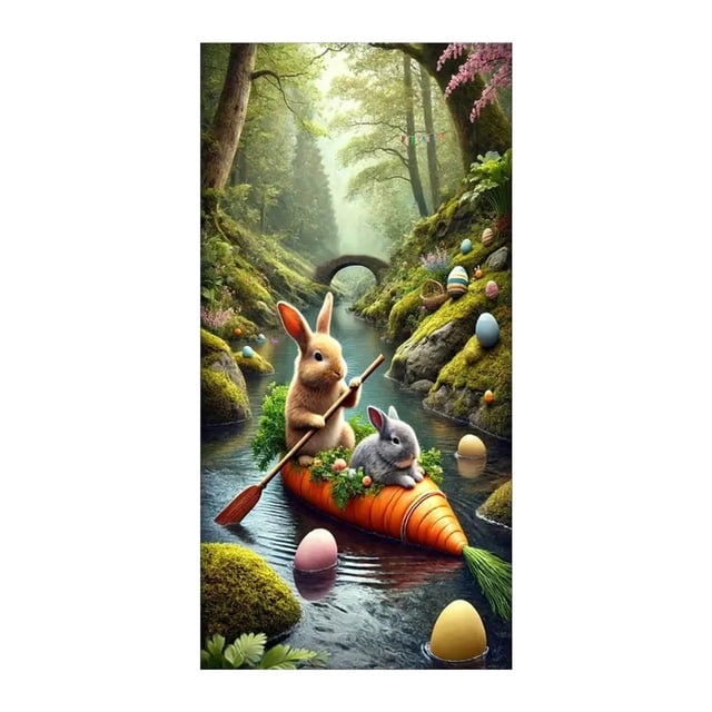 Wdhugt Rideau de Porte de Pâques pour Salle de Fête Jardin Mur Décoration de Vacances Fond Tissu Polyester 70,87x35,43 Pouces Rideau Simple