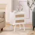 thumbnail image 5 of Rattan Nightstand, Boho End Table with 2 Drawers Bedroom Bedside Side Tables White Night Stand for Living Room, Bedroom, Dorm Room Essentials, 5 of 9