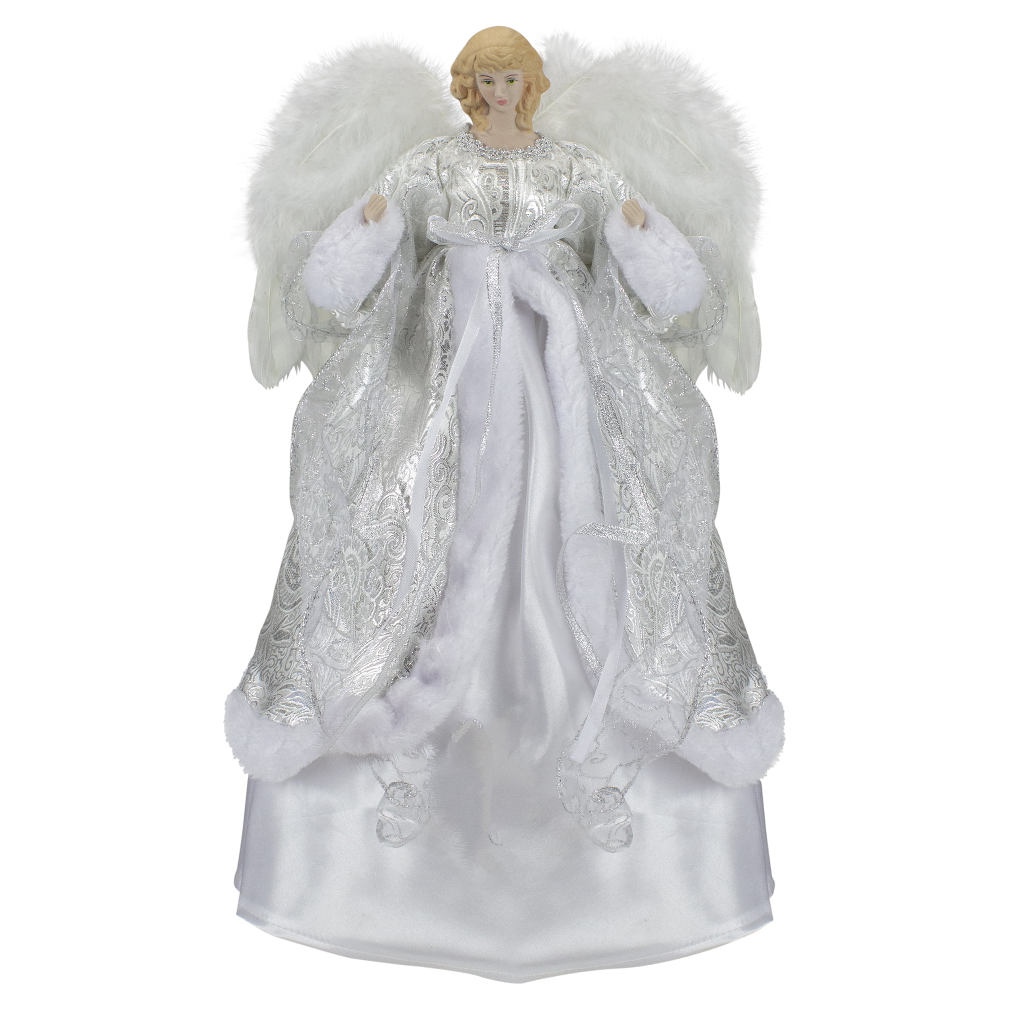 Unlit 18" Green and Brown Angel in a Dress Christmas Tree Topper 