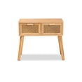 thumbnail image 3 of Baxton Studio Table Console en Bois Finition Chêne Brun à 2 Tiroirs avec Rotin, 3 of 5